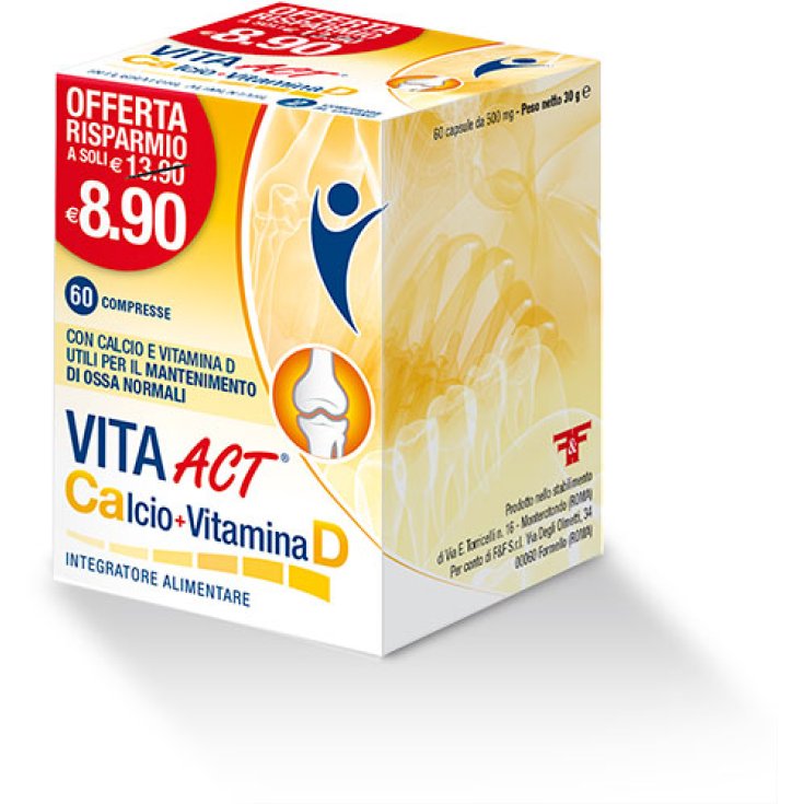 F&F Vita Act Calcio + Vitamina D Complemento Alimenticio 60 Comprimidos