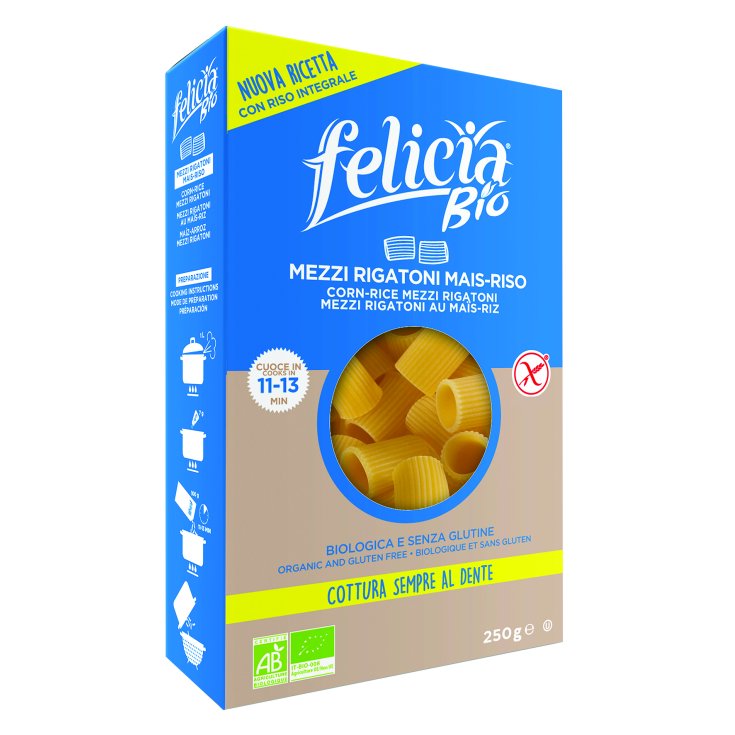 Felicia Bio Pasta Orgánica de Maíz y Arroz Mezzi Rigatoni 250g
