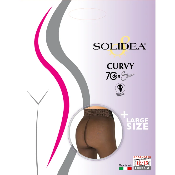 Solidea Curvy 70 Pantys Transparentes Color Negro Talla 4l-xl