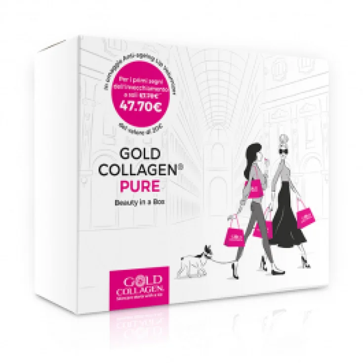 Kit de belleza pura de colágeno dorado en una caja