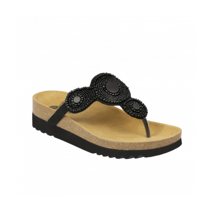 Zapatilla Scholl Zarina Lona + Abalorios Color Negro Numero 38