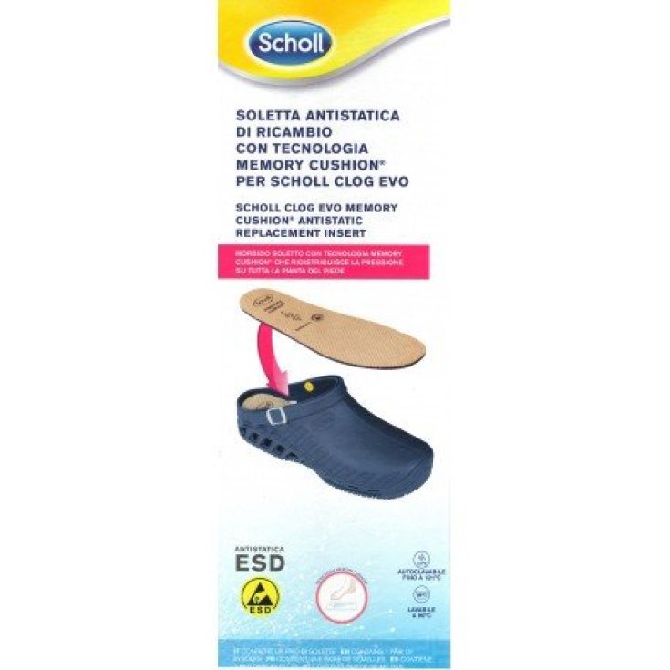 Plantilla Scholl Antiestática De Recambio Con Tecnología Memory Cushion Para Scholl Clog Evo Talla 43-44