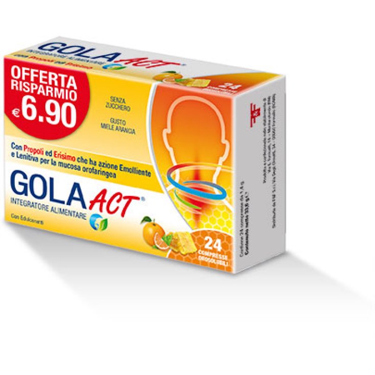 Gola Act Gusto Miel Naranja 24 Comprimidos Masticables Sin Azúcar