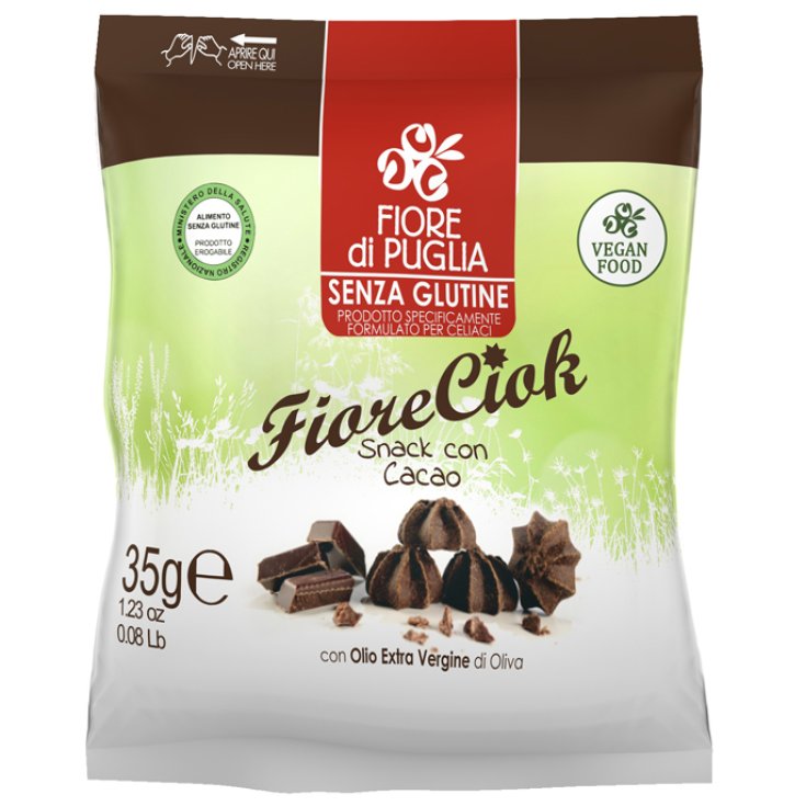 Fiore Di Puglia FioreCiok Snack Con Cacao Con Aceite De Oliva Virgen Extra Sin Gluten 35g