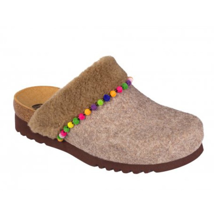 Scholl Libby Zapatilla Mujer Bioprint Plantilla Eco Pelo Y Pompones Color Avellana Talla 37