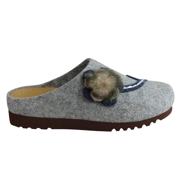 Dr. Scholl's Hermeline Pantuflas Mujer En Fieltro Con Flor Color Gris Talla 40 1 Par