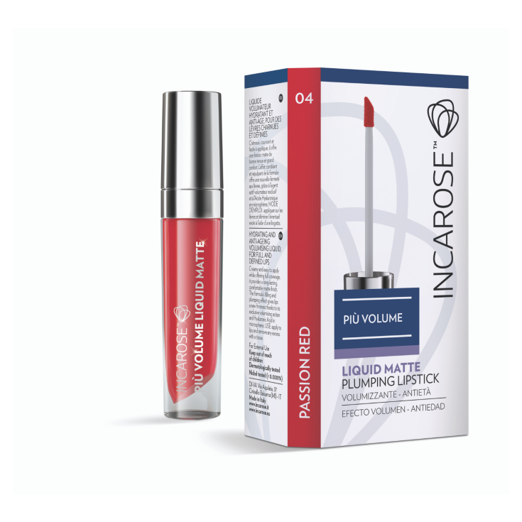 IncaRose Piu 'Volume Liquid Matte Plumping Anti-Aging Volumizing Lipstick Color 04 Passion Red