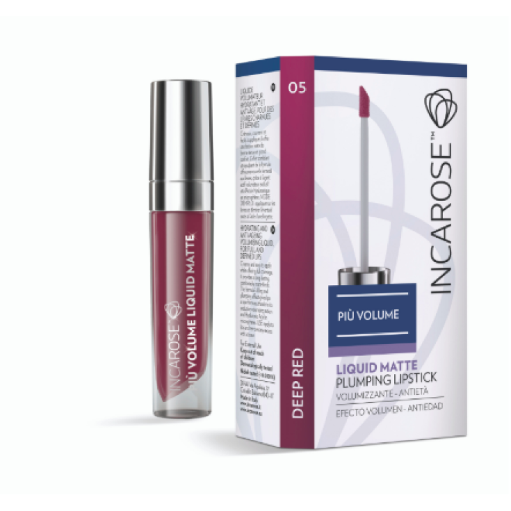 IncaRose Piu 'Volume Liquid Matte Plumping Volumizing Anti-Aging Lipstick Color 05 Deep Red