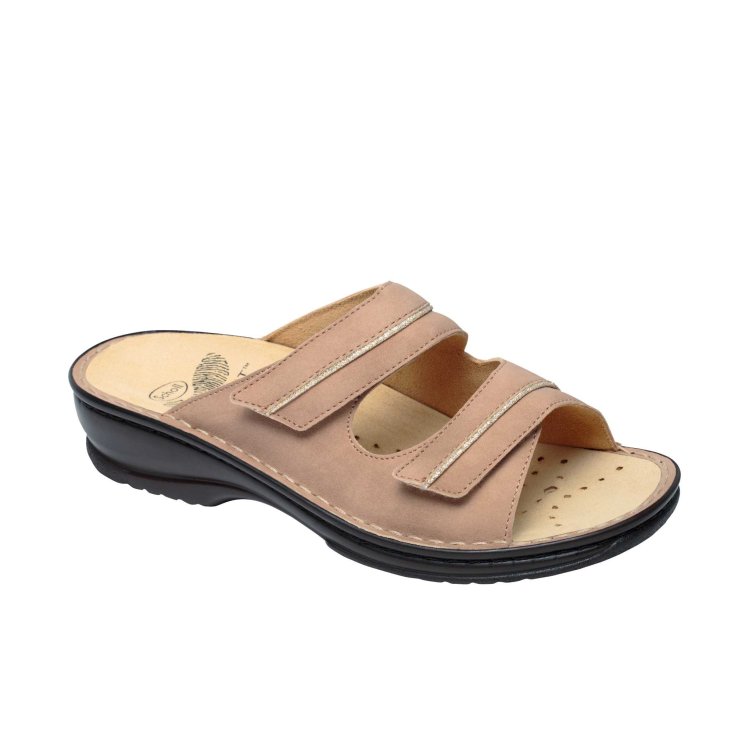 Scholl® Carlen Pantuflas Mujer Simil Nubuck + Glitter Plantilla Bioprint® Color Beige Talla 40