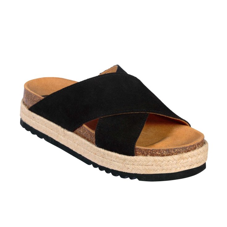 Sandalia Mujer Scholl® Malindy Cross Suede Plantilla Bioprint® Color Negro Talla 37