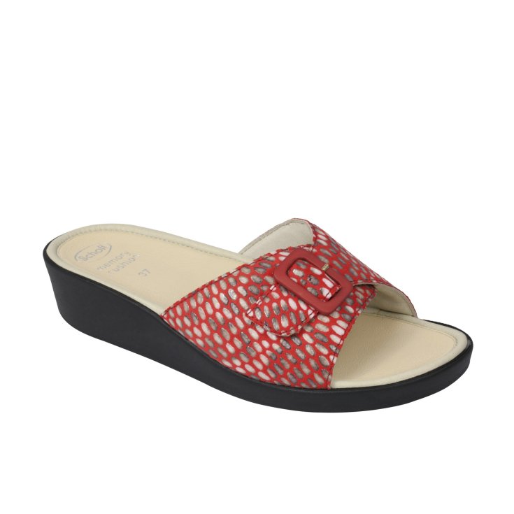 Scholl® Mango Charol Zapato Mujer Imitación Piel Estampado Plantilla Memory Cushion® Color Rojo Talla 36