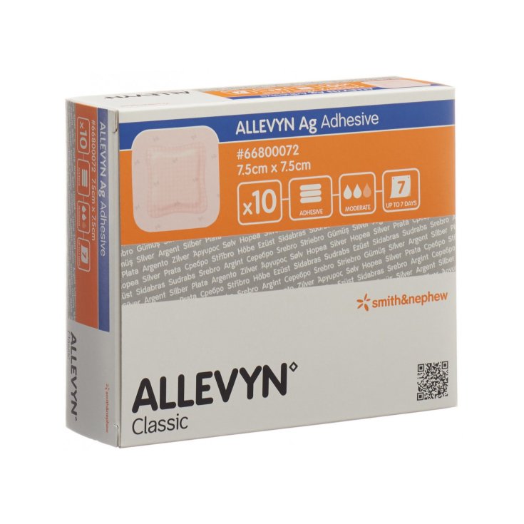 ALLEVYN Ag Adhesivo 7,5x7,5 10 Piezas