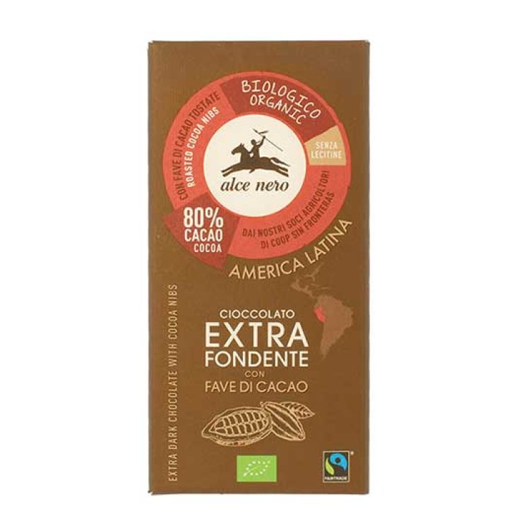 Chocolate Extra Negro Con Granos De Cacao Ecológico Alce Nero 100g