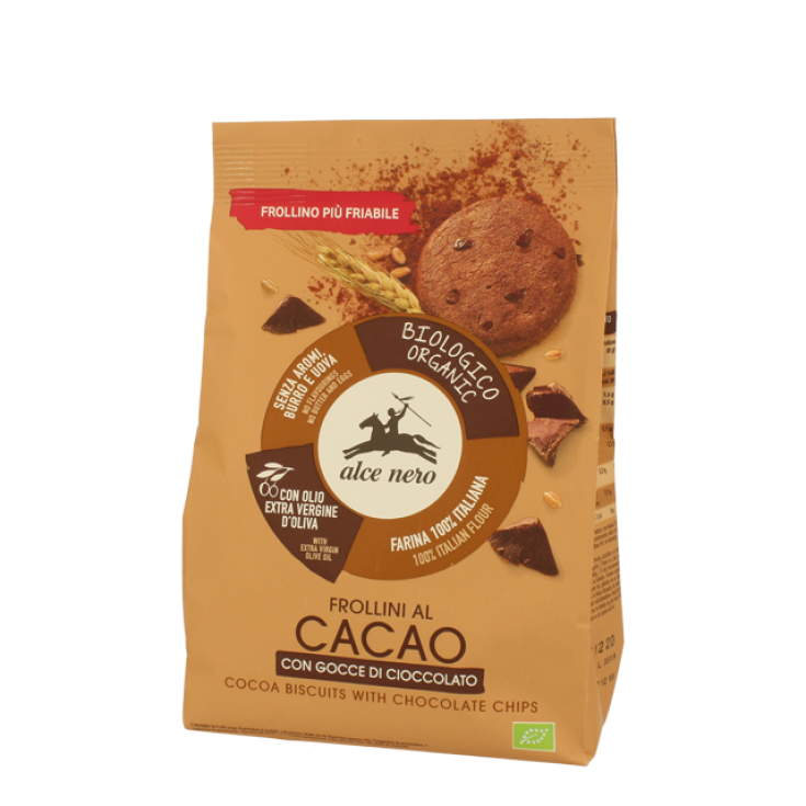 Galletas de mantequilla al cacao con gotas de chocolate orgánico Alce Nero 300g