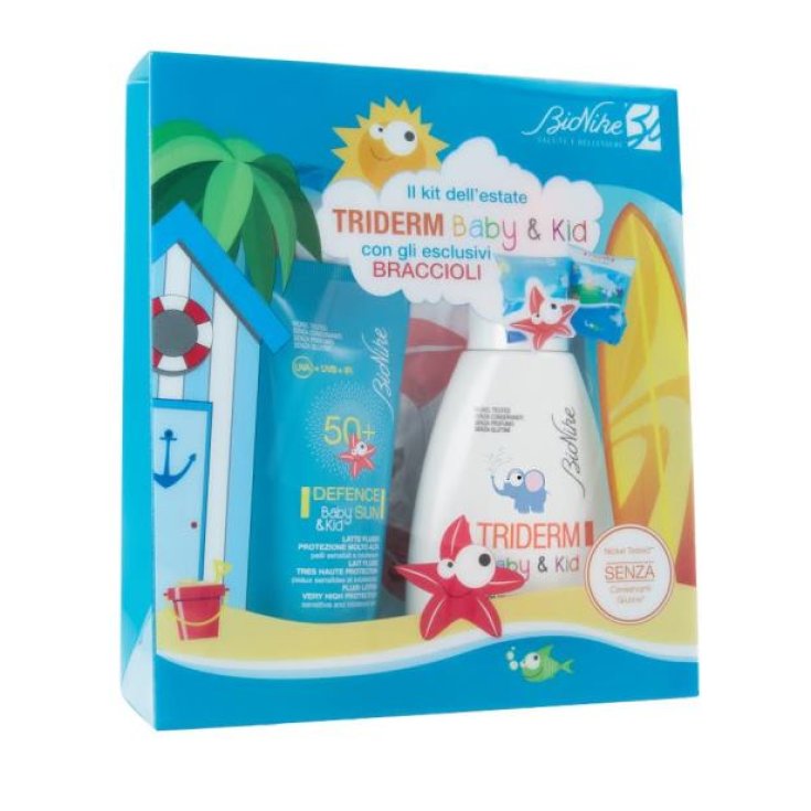 El Kit de Verano Baby & Kid BioNike Defense Sun SPF50 + Leche Fluida + Agua Micelar Triderm + Reposabrazos