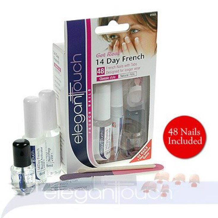 Uragme Elegant Touch Get Real Kit de uñas artificiales francesas de 14 días Color desnudo