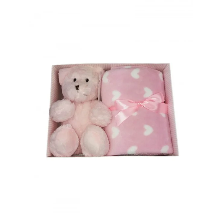 Set 2 uds caja de regalo funda de manta cuna nube cochecito con peluche bebé niña recién nacido nazareno gabrieli rosa TU