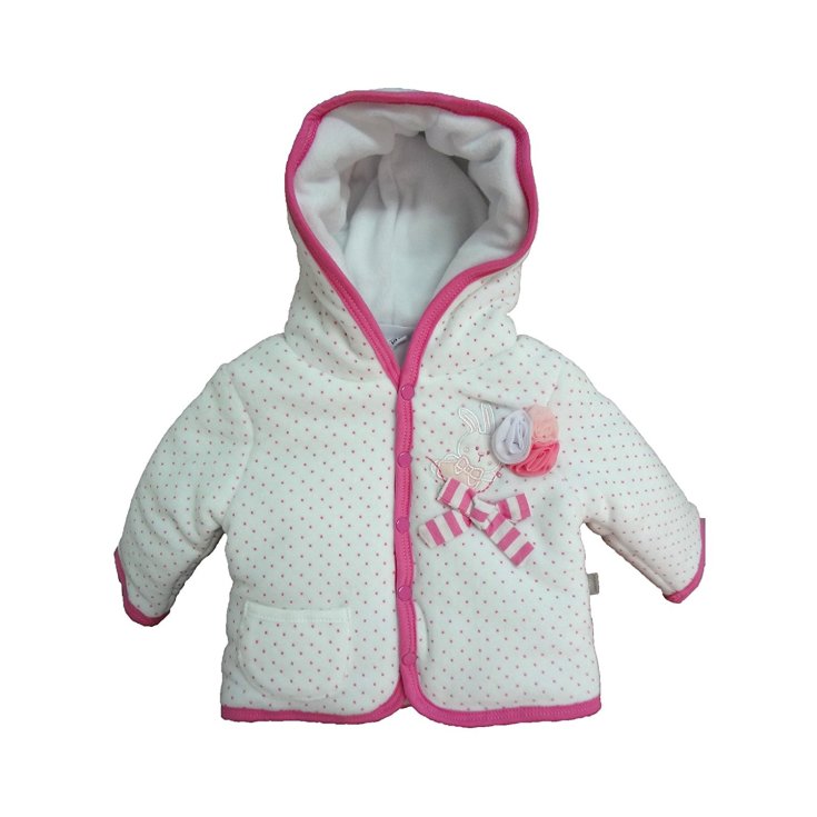 Chaqueta abrigo chenilla bebé niño Bidibimbo blanco rosa 6 - 9 meses