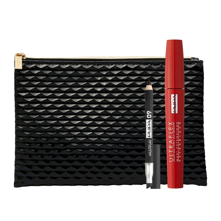 Pupa Ultraflex Mascara Eye Kit + Mini Multiplay Pencil + Clutch Bag