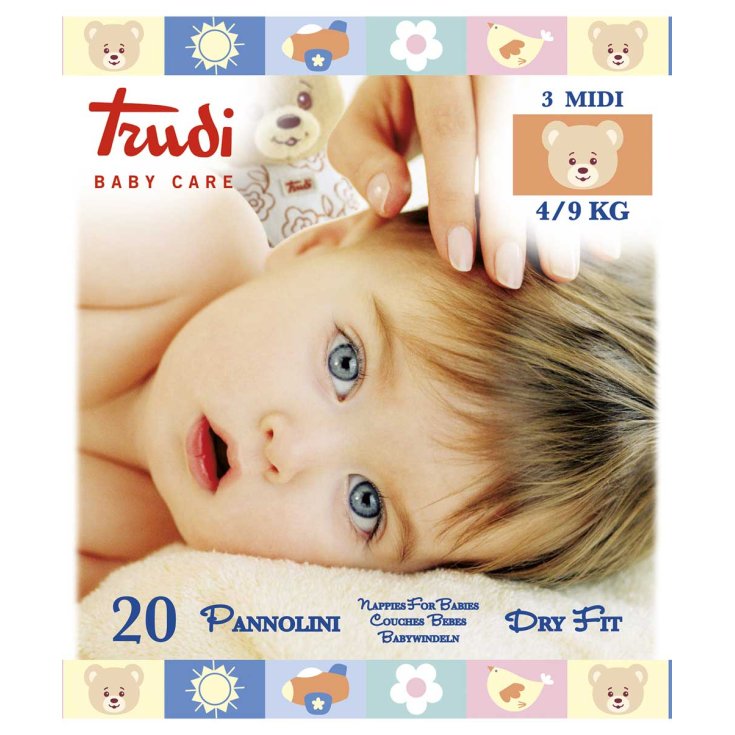 Pañales Dry Fit Talla Midi 4 / 9kg Trudi Baby Care 20 Pañales