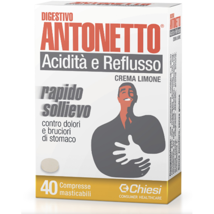 Digestive Antonetto® Crema Acidez Y Reflujo Limón Chiesi 40 Comprimidos Masticables