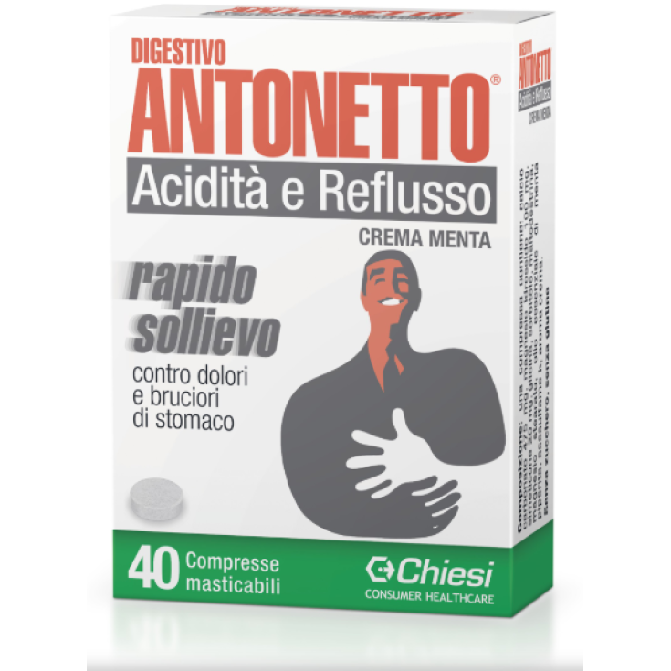 Digestivo® Antonetto Crema Acidez Y Reflujo Menta Chiesi 40 Comprimidos Masticables