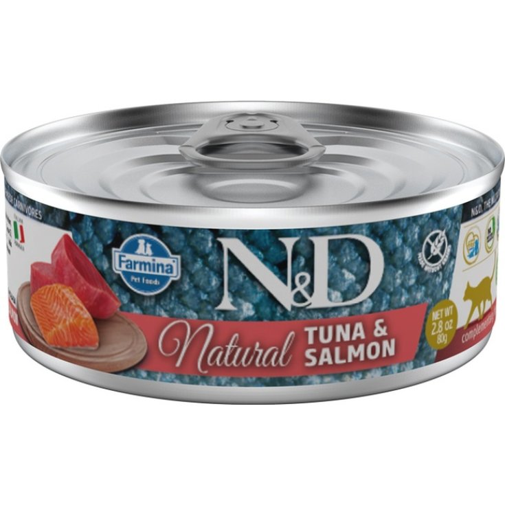 N&D CAT NATURAL ATÚN Y SALMÓN 80G