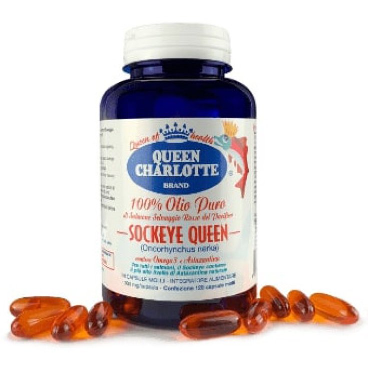 Queen Charlotte Sockeye Suplemento alimenticio de aceite salvaje de salmón rojo puro 120 cápsulas