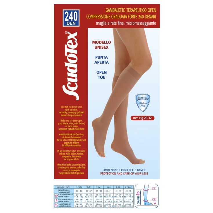 Medias hasta la rodilla 240 Línea Flebológica Abierta Scudotex Daino Talla 2