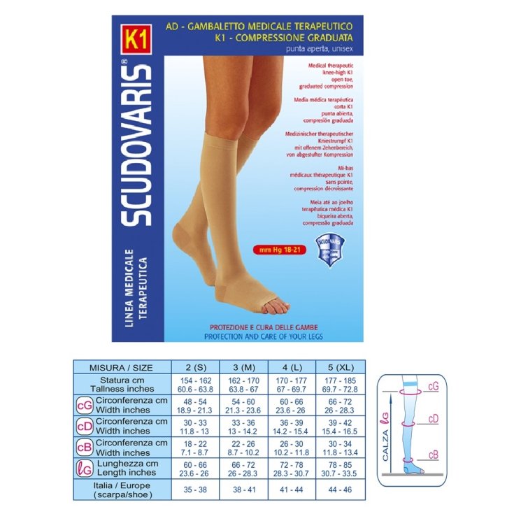 K1-240 Scudovaris medias hasta la rodilla Talla 2