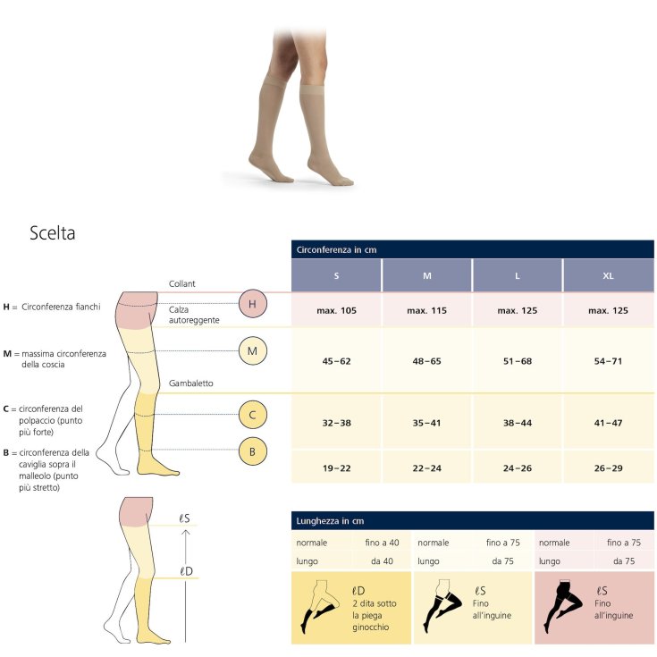 Destacado para mujer Medias hasta la rodilla Punta cerrada Sigvaris Dune Talla S Largo