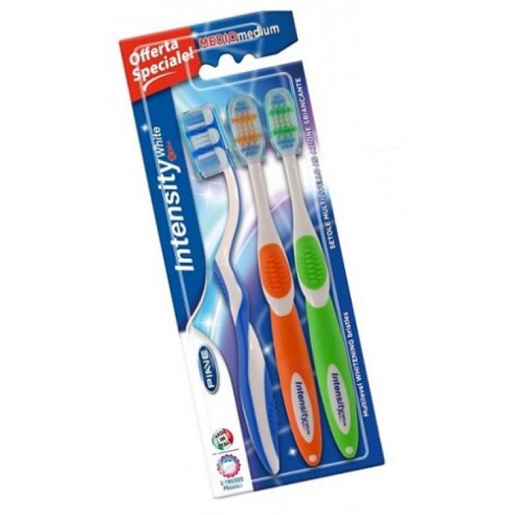 Kit Cepillo de Dientes Intensity White Medium Piave 3 Cepillos de Dientes