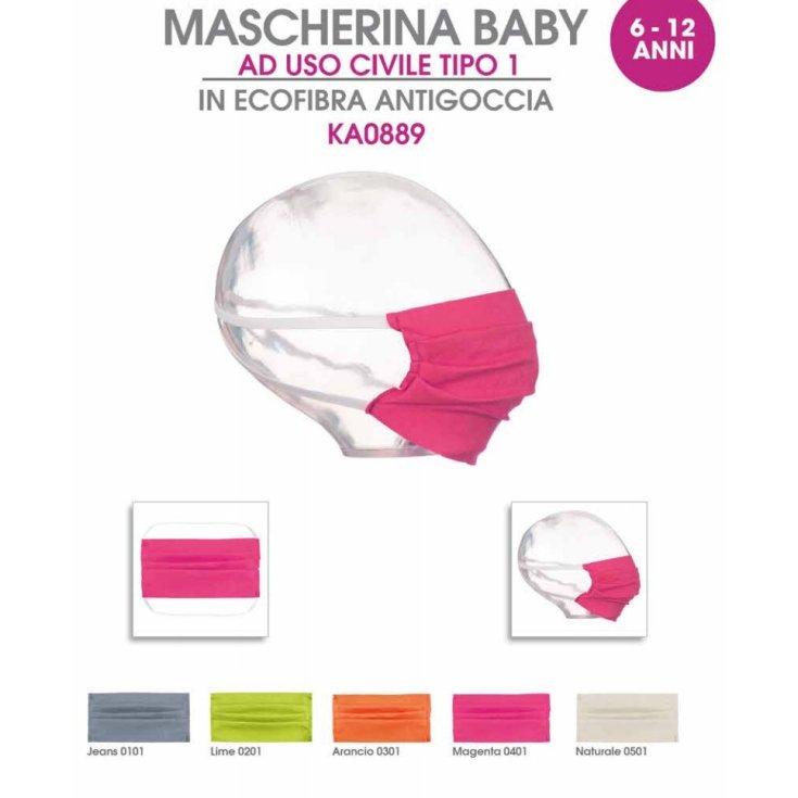 Mascarilla Infantil 6-12 Años KA0889 Color Magenta 1 Pieza