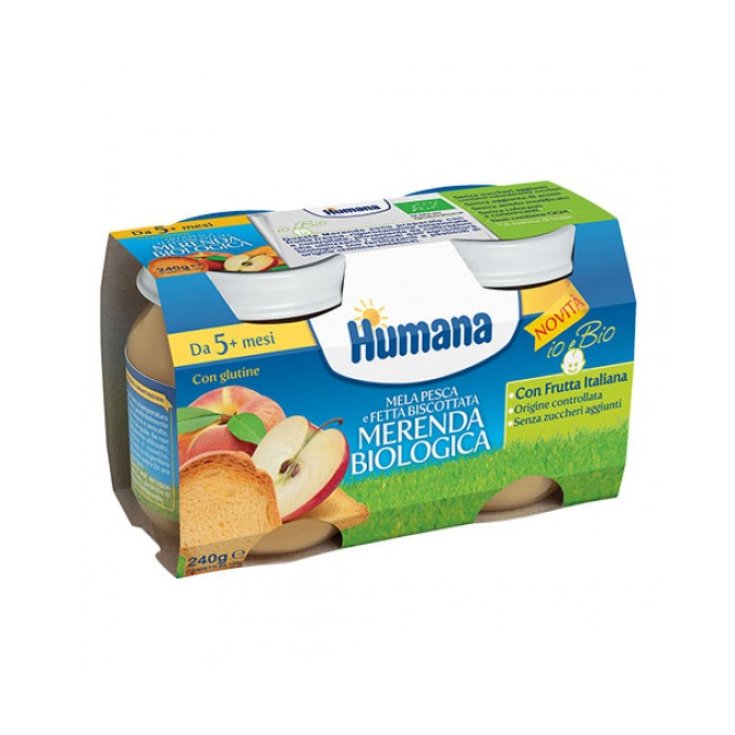 Humana Organic Snack Bizcochos De Manzana Y Melocotón 2x120g