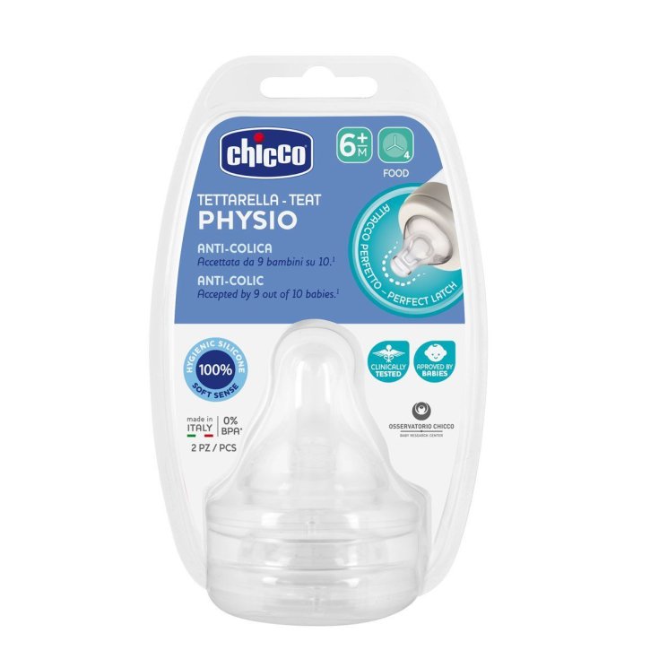 Tetina Physio Anticólicos Chicco 6m + 2 Tetinas