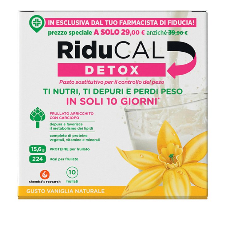 RiduCAL DETOX Chemist's Research 10 sobres con sabor a vainilla