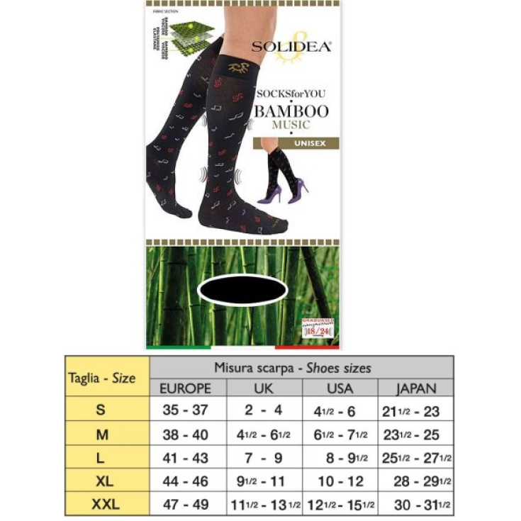 Calcetines For You Bamboo Music Solidea Negro Talla XXL