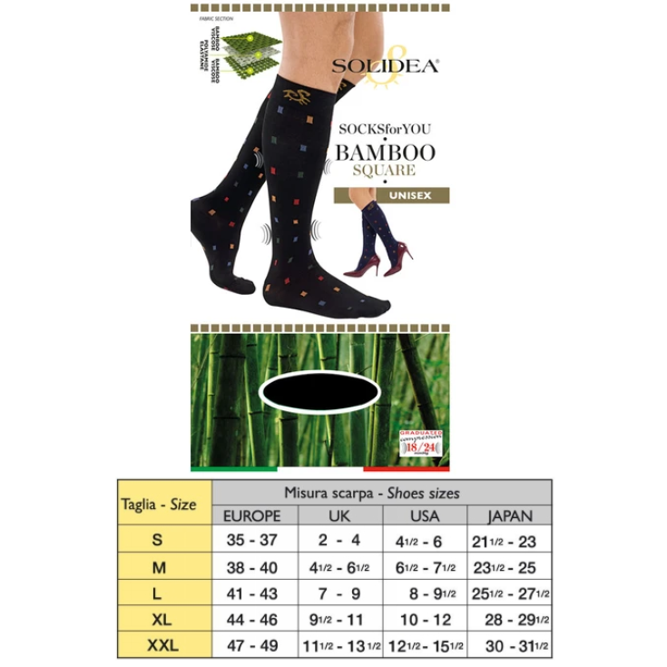 Calcetines For You Bamboo Square Solidea Negro Talla L