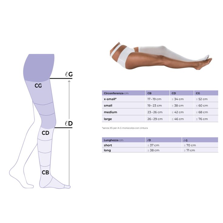 Thrombo Monocollant Muslo Ambidiestro Punta abierta Sigvaris Talla XS Largo