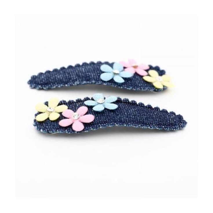 Pasadores Jeans Con Flores Y Strass Clic Clac 2 Piezas