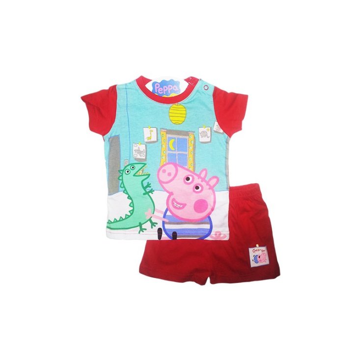 Pijama jersey camiseta shorts recién nacido Peppa Pig George rojo 18 m