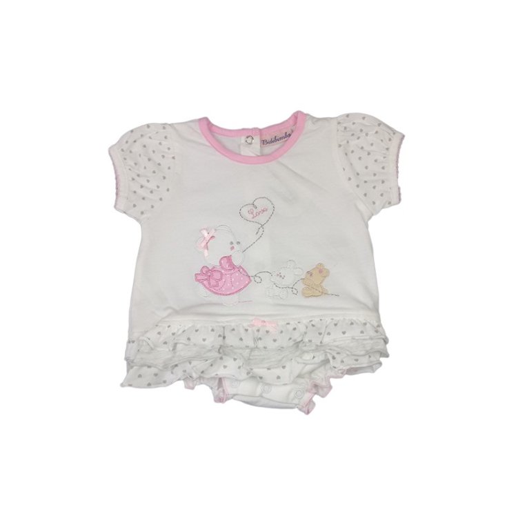 Pelele pelele bebé niña vestido media manga blanco rosa Bidibimbo 3 - 6 m