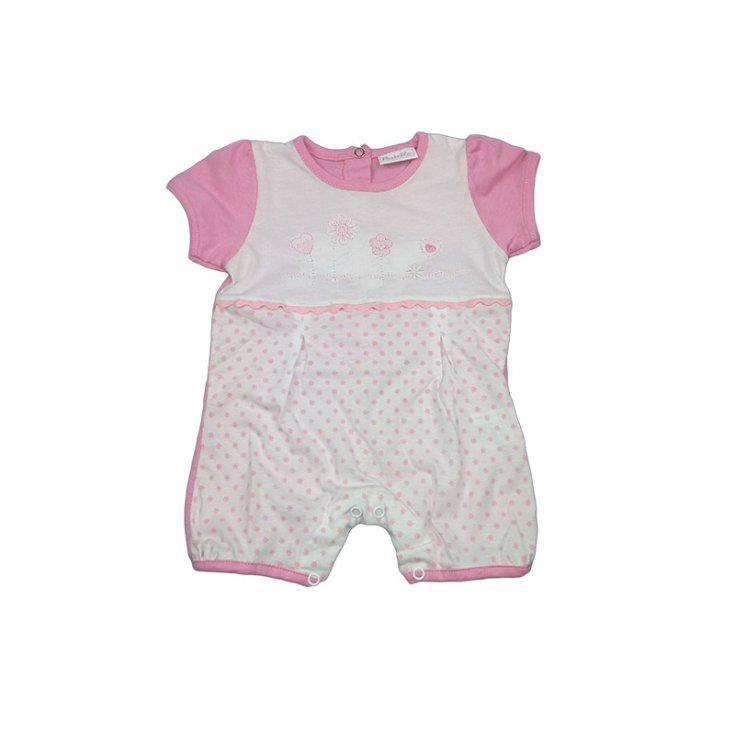 Pelele bebe niña media manga blanco rosa Pastel 6 - 9 m