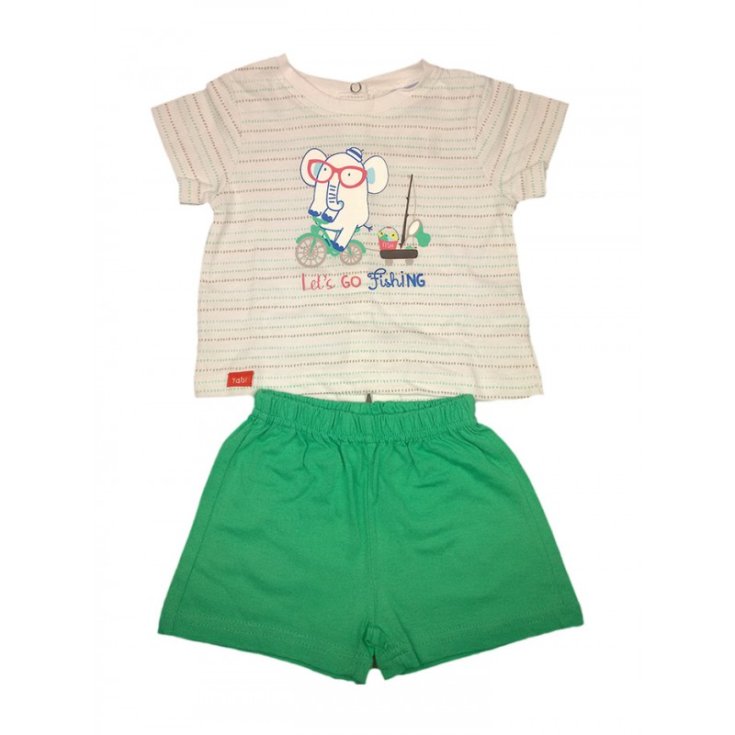 Conjunto 2 uds pantalón corto jersey bebé niño media manga Yatsi blanco verde 1 m