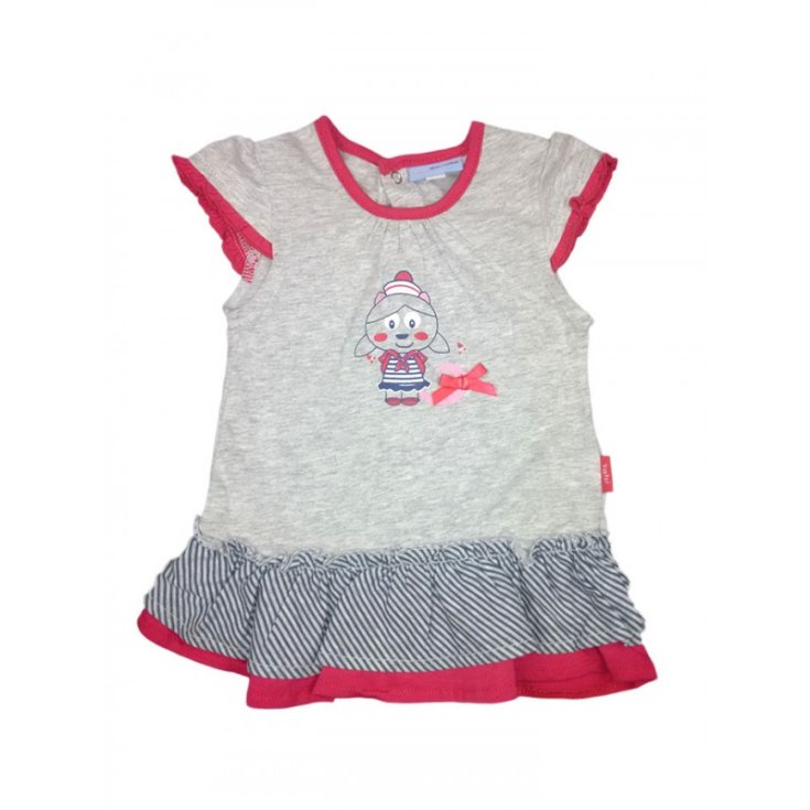 Vestido bebé niña media manga Yatsi gris rojo fresa 6 m