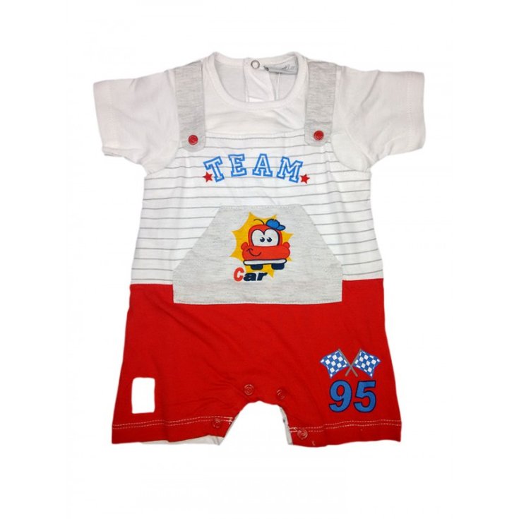 Pelele pelele bebé niño media manga Pastel blanco rojo 6 - 9 m