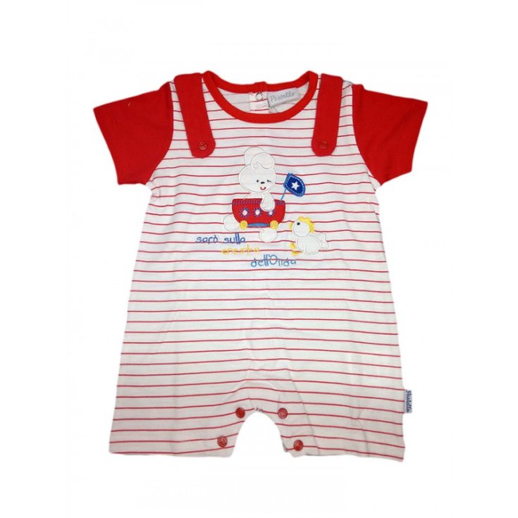 Pelele pelele bebé niño media manga Pastel blanco rojo 6 - 9 m