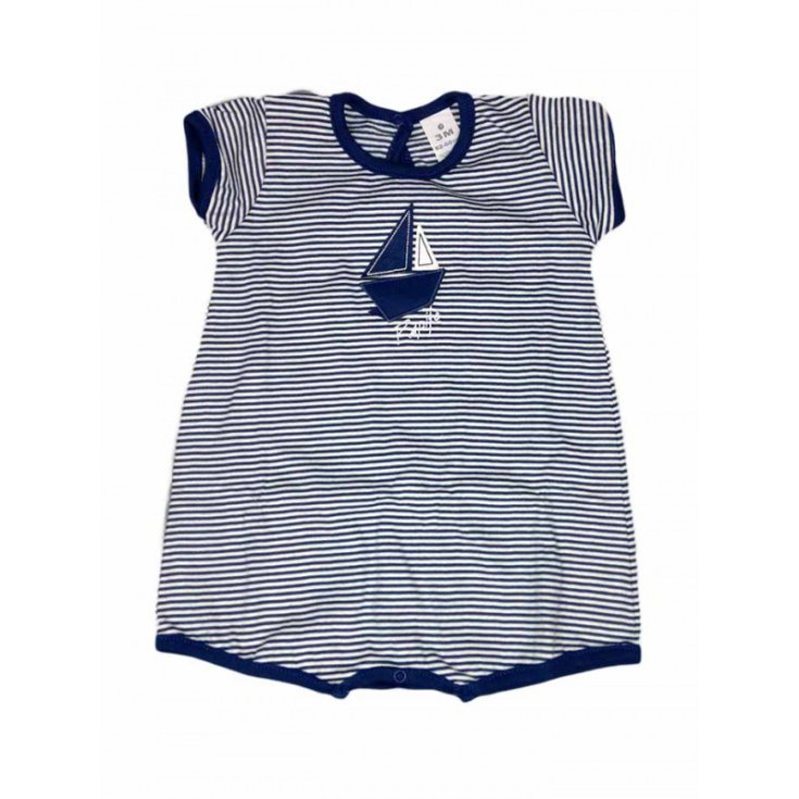 Rapife Pelele Media Manga Algodón Blanco-Azul 3 Meses