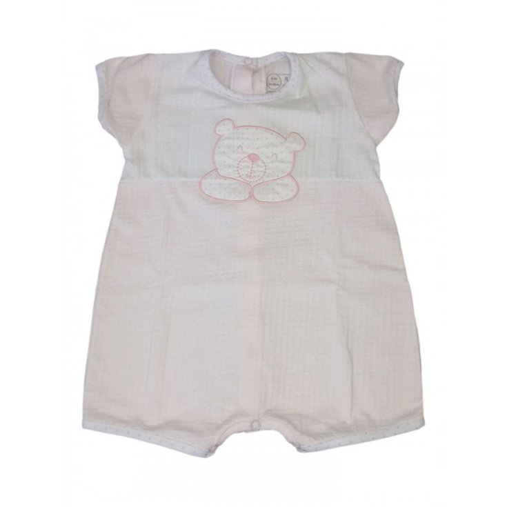 Pelele Algodón Media Manga Rapife 6 Meses Blanco-Rosa