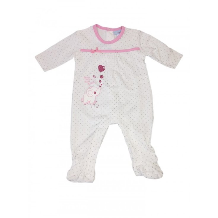 Yatsi Pelele bebé niña algodón lunares blanco y gris 1 m
